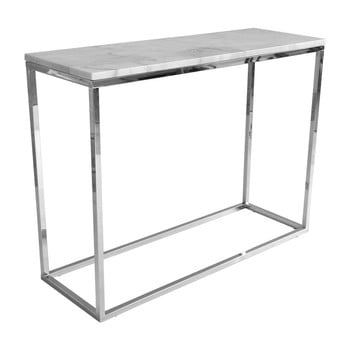 Măsuță de cafea rge accent, blat din marmură albă și structură cromată, 100 cm
