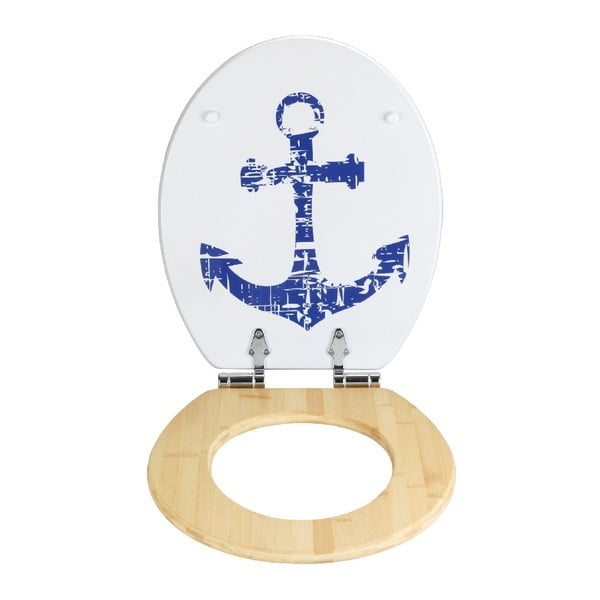 WC sedátko z bambusu a dřevovláknité desky Wenko Steering Wheel, 44 x 37,5 cm