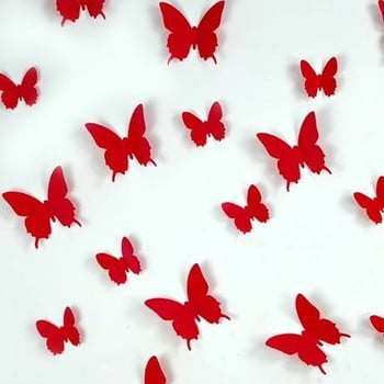 Set 12 autocolante ambiance red butterflies, roșu