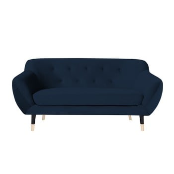 Canapea cu 2 locuri mazzini sofas amelie cu picioare negre, albastru închis