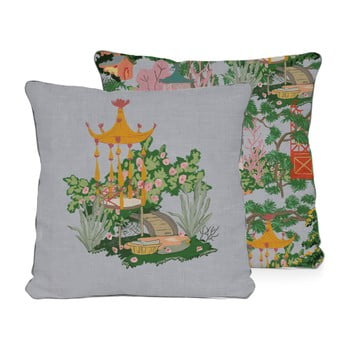 Față de pernă reversibilă cu inscripție din in surdic garden, 45 x 45 cm