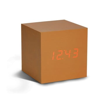 Ceas deșteptător cu led gingko cube click clock, arămiu - roșu