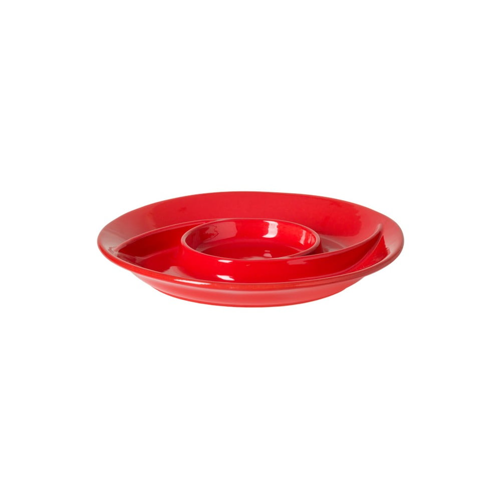 Červený kameninový talíř na dobroty Casafina Chip&Dip, ø 32,3 cm