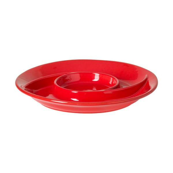 Červený kameninový talíř na dobroty Casafina Chip&Dip, ø 32,3 cm