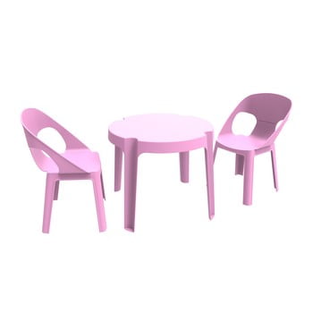 Set grădină pentru copii 1 masă și 2 scaune Resol Julieta, roz