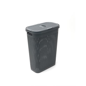 Coș de rufe addis rattan effect slim hamper, 50 l, gri