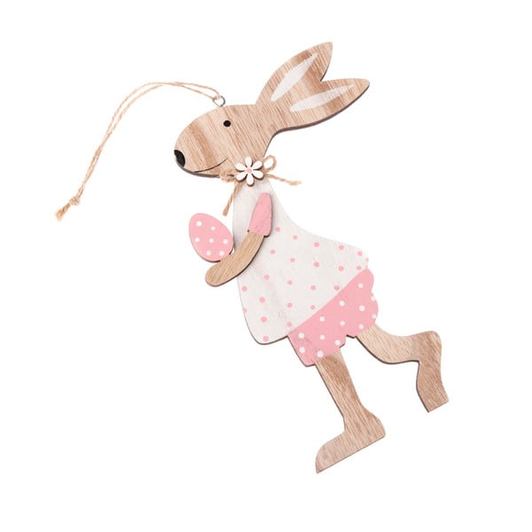 Dřevěný dekorativní závěsný zajíc Dakls Pink Dress