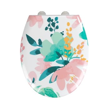 Capac wc cu închidere lentă wenko easy flowery, 44,5 x 37 cm