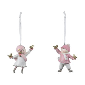 Set 2 decorațiuni suspendate de crăciun ego dekor playful, roz crem alb