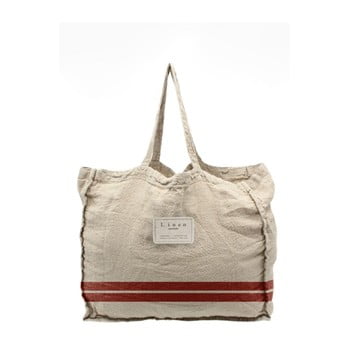 Geantă textilă linen red stripes, lățime 50 cm