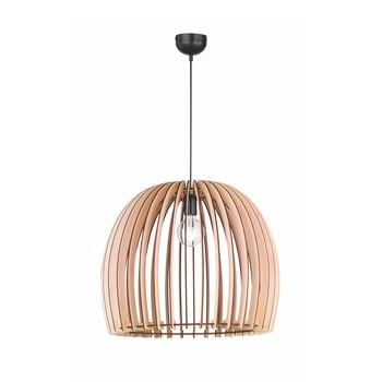 Lustră cu abajur din lemn trio wood iron, înălțime 150 cm, natural