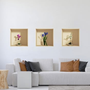 Set 3 autocolante cu efect 3d ambiance orchids