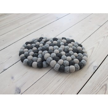 Suport pahar, cu bile din lână wooldot ball coaster, ⌀ 20 cm, gri închis