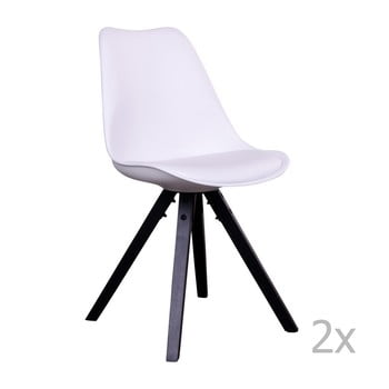 Set 2 scaune cu picioare negre house nordic bergen, alb