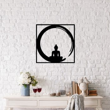 Decorațiune metalică de perete buddha, 50 x 50 cm, negru