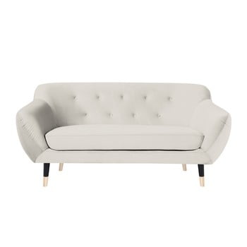 Canapea cu 2 locuri mazzini sofas amelie cu picioare negre, crem
