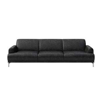 Canapea din piele cu 3 locuri mesonica puzo, negru