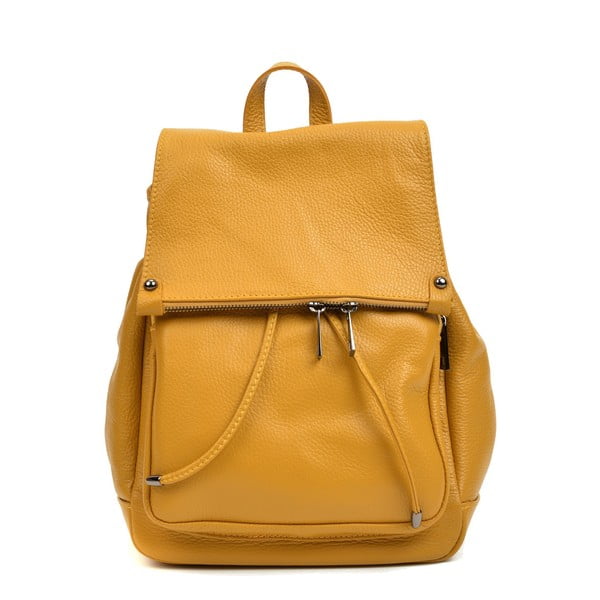 Žlutý kožený batoh Roberta M, 24 x 34 cm