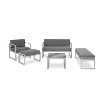 Set mobilier de grădină potrivit pentru 6 persoane calme jardin nicea, gri grafit - alb