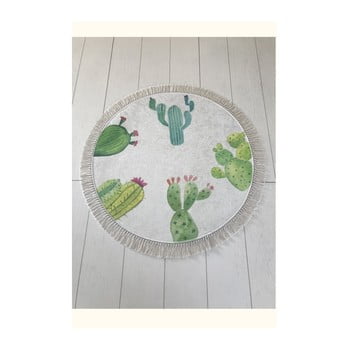 Covor baie tropica cactus i, ⌀ 100 cm, alb - verde