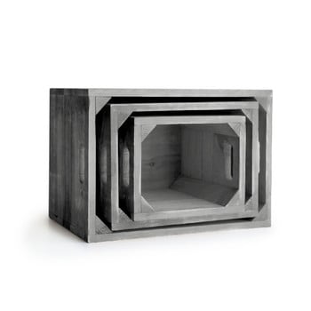 Set 3 cutii pentru depozitare surdic cajon set 1945, gri