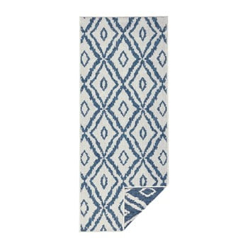 Covor reversibil adecvat interior/exterior bougari rio, 80 x 250 cm, albastru-alb