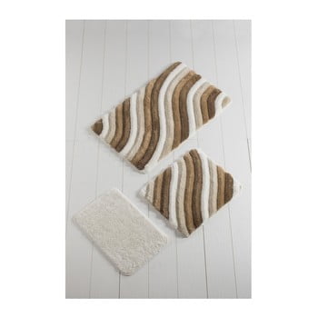 Set 3 covoare de baie colorful, bej