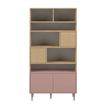 Bibliotecă cu decor din lemn de stejar temahome horizon, roz
