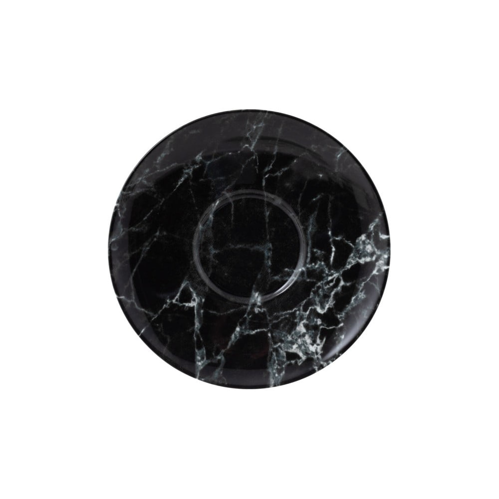 Černo-bílý porcelánový podšálek Villeroy & Boch Marmory, ø 16 cm