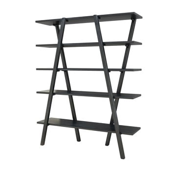 Bibliotecă din lemn de pin perla anthracite, 148 x 120 cm, gri antracit