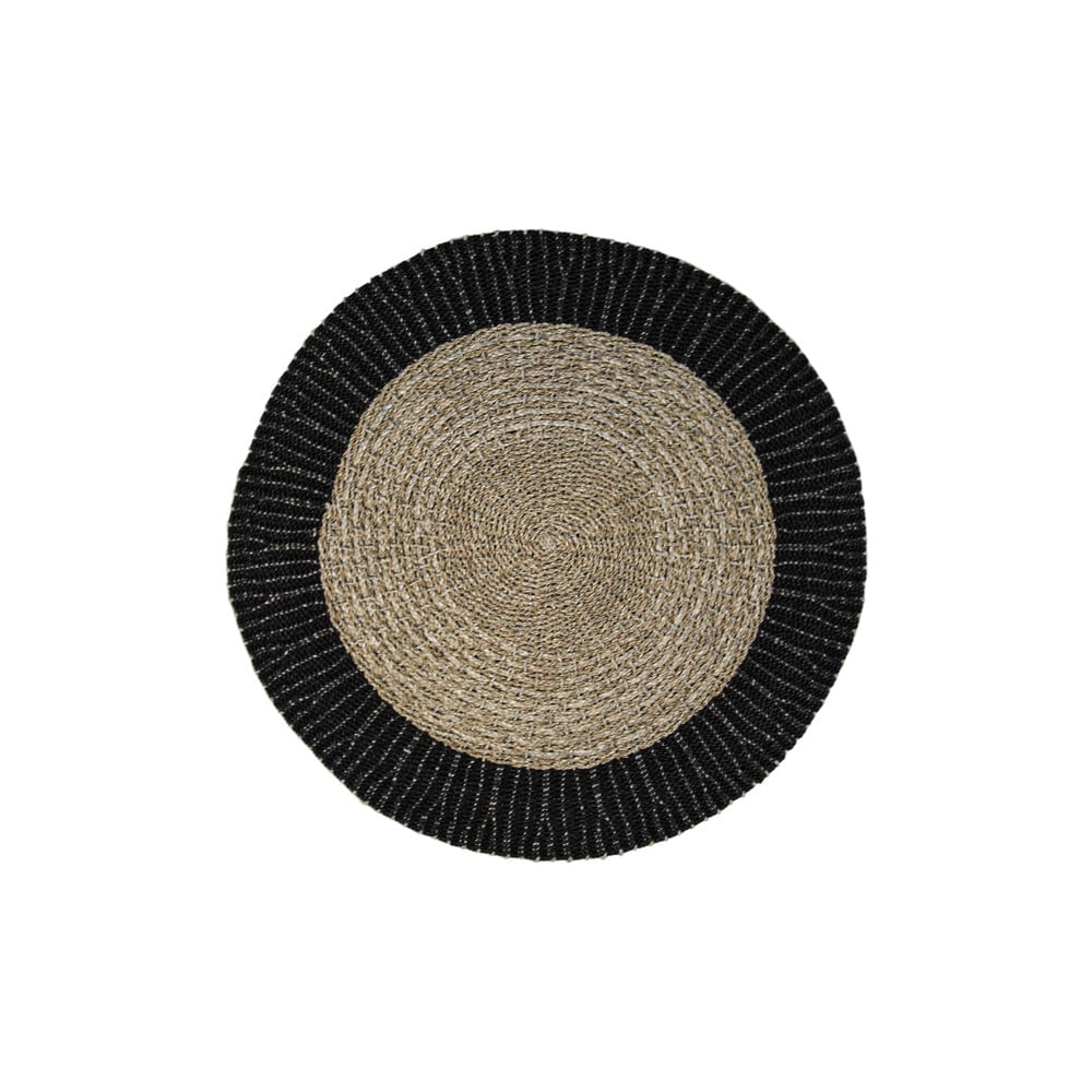 Černý/v přírodní barvě kulatý koberec z mořské trávy ø 150 cm Malibu - HSM collection