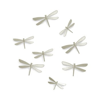 Set 8 autocolante de perete umbra dragonfly, argintiu