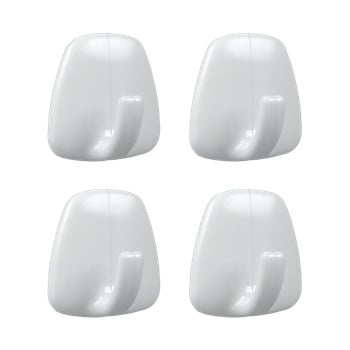 Set 4 cârlige autoadezive din plastic metaltex john, alb