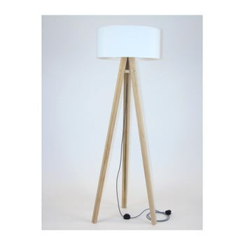 Lampadar cu abajur alb și cablu alb-negru ragaba wanda
