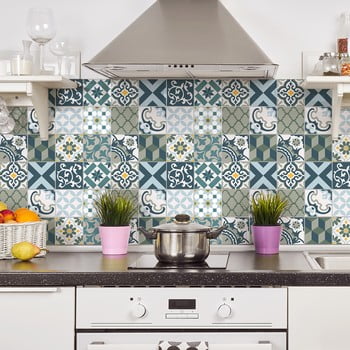 Set 24 autocolante perete ambiance azulejos rony, 10 x 10 cm