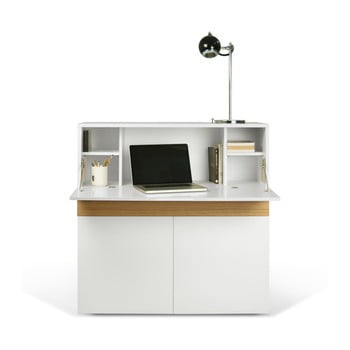 Birou cu dulap focus white/oak, 110 x 42 x 109 cm