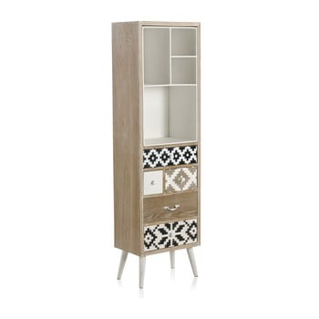 Bibliotecă cu detalii alb-negru și 5 sertare geese rustico geometric