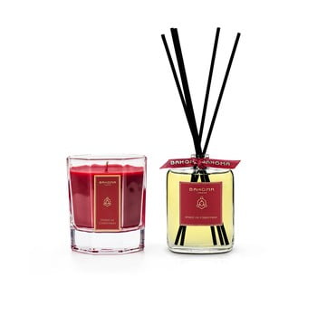 Set lumânări parfumate și difuzor cu aromă de scorțișoară și vanilie, în cutie de cadou Bahoma London