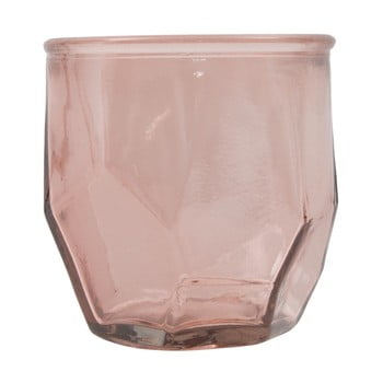 Suport lumânare din sticlă reciclată Mauro Ferretti Stone, ⌀ 9 cm, roz imagine