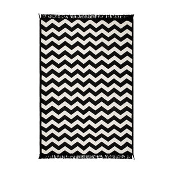 Covor reversibil zig zag 80 x 150 cm, alb-negru