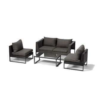 Set mobilier de grădină din ratan timpana diamond premium, gri antracit