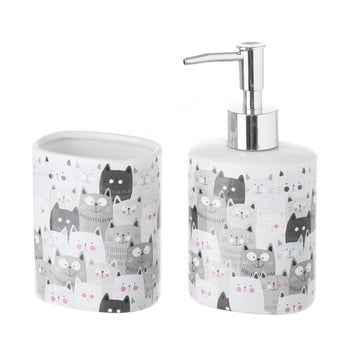Set suport periuțe și dozator de săpun unimasa gatos, ceramică