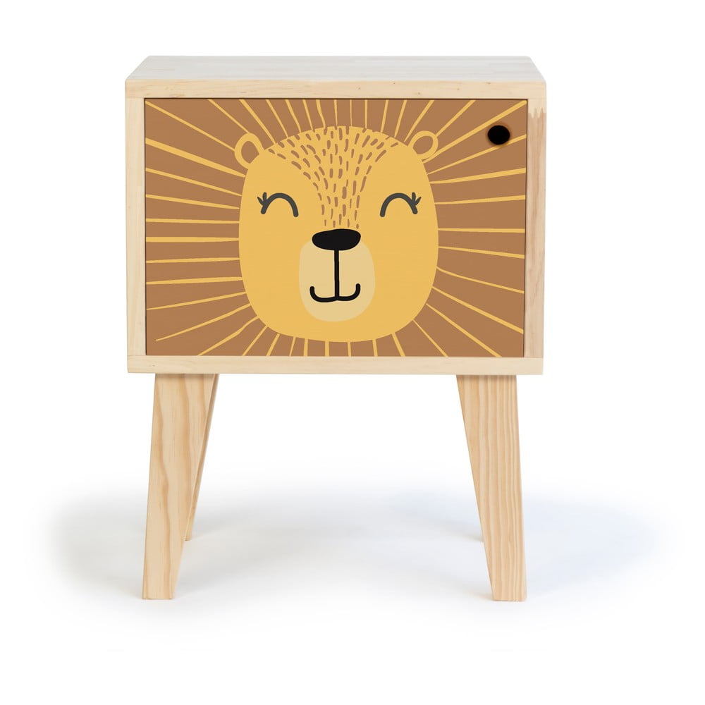 Noční stolek z masivní borovice Little Nice Things Lion
