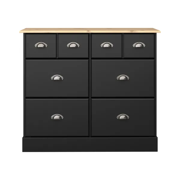 Čierna komoda s 6 zásuvkami Steens Nola, 78,5 × 91,4 cm