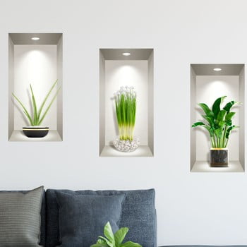 Set 3 autocolante 3d pentru perete ambiance plants of the tropics