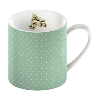 Cană din porțelan cu puncte creative tops cottage flower, 330 ml, verde