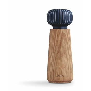 Râșniță din lemn de stejar și porțelan cu detalii albastru închis pentru condimente kähler design hammershoi, înălțime 17,5 cm