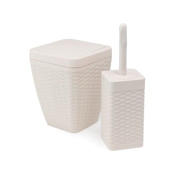 Set coș de baie și perie de toaletă addis calico, crem