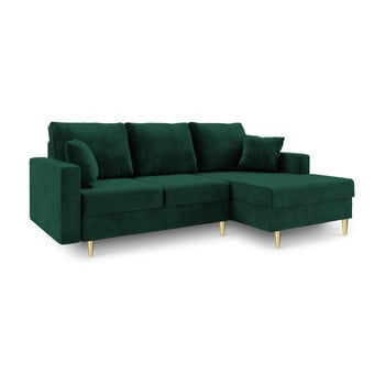 Canapea extensibilă cu 4 locuri și spațiu de depozitare mazzini sofas muguet, pe partea dreaptă, verde