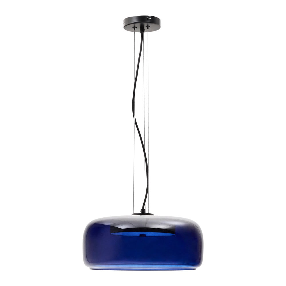 Tmavě modré LED závěsné svítidlo se skleněným stínidlem ø 38 cm Reig – Kave Home